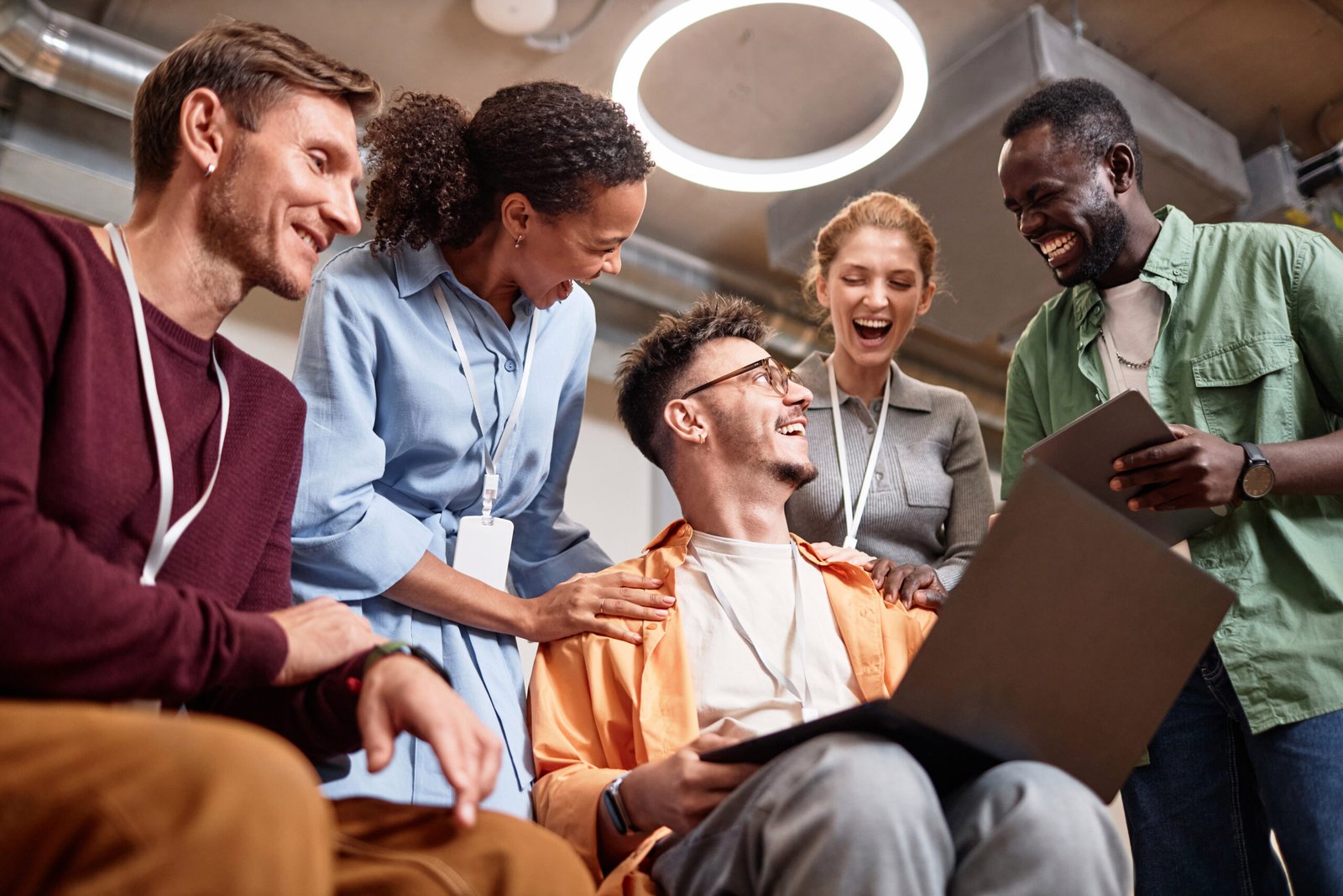 Successful business team working with project Successful business team working with project together using laptop